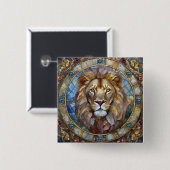 Badge Carré 5 Cm Zodiaque - Léon le Lion (Devant & derrière)