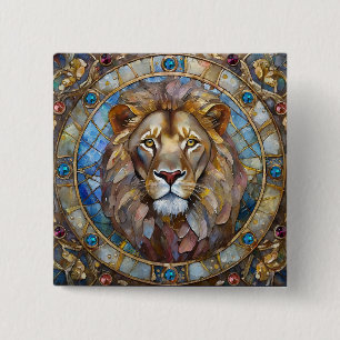 Badge Carré 5 Cm Zodiaque - Lion le Lion