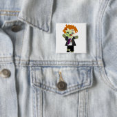 Badge Carré 5 Cm Zombi (En situation)
