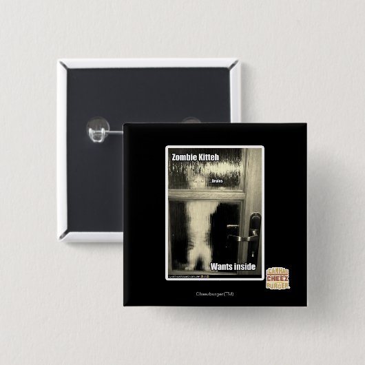 Badge Carré 5 Cm Zombi Kitteh (Devant & derrière)