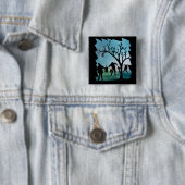 Badge Carré 5 Cm Zombie Apocalypse ou Zombie Walkbutton (En situation)