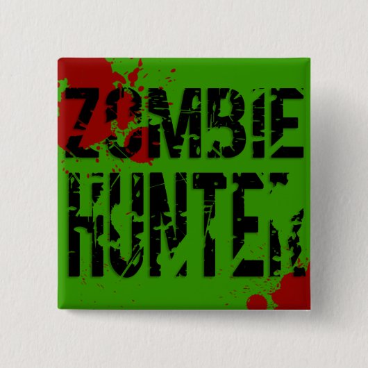 Badge Carré 5 Cm Zombie Hunter (Devant)
