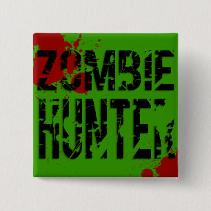 Badge Carré 5 Cm Zombie Hunter
