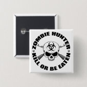 Badge Carré 5 Cm Zombie Hunter 2 (Devant & derrière)