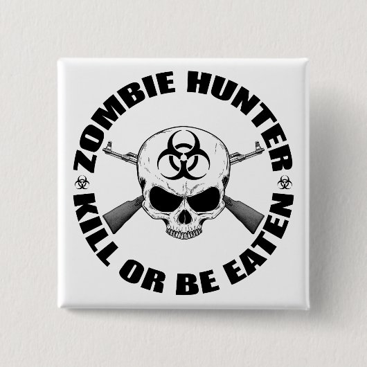 Badge Carré 5 Cm Zombie Hunter 2 (Devant)
