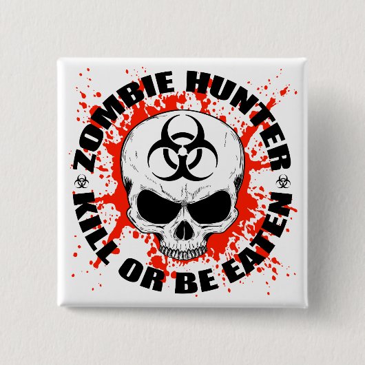 Badge Carré 5 Cm Zombie Hunter 3 (Devant)