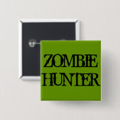 Badge Carré 5 Cm Zombie Hunter, Green Square Button (Devant & derrière)