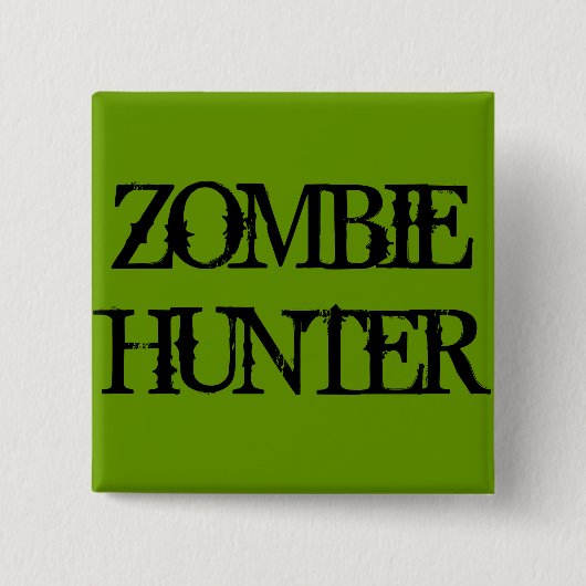 Badge Carré 5 Cm Zombie Hunter, Green Square Button (Devant)