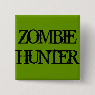Badge Carré 5 Cm Zombie Hunter, Green Square Button