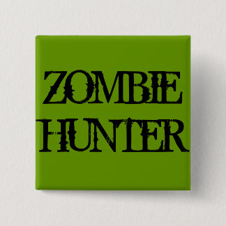 Badge Carré 5 Cm Zombie Hunter, Green Square Button