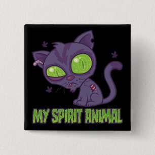 Badge Carré 5 Cm Zombie Kitten Est Mon Animal Spirituel