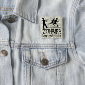Badge Carré 5 Cm Zombies Hait Fast Food (En situation)