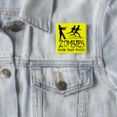 Badge Carré 5 Cm Zombies Hait Fast Food (En situation)