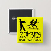 Badge Carré 5 Cm Zombies Hait Fast Food (Devant & derrière)