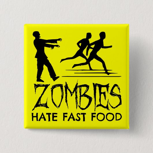 Badge Carré 5 Cm Zombies Hait Fast Food (Devant)