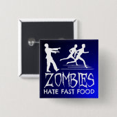 Badge Carré 5 Cm Zombies Hait Fast Food (Devant & derrière)