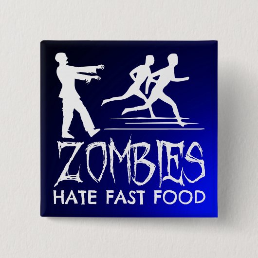 Badge Carré 5 Cm Zombies Hait Fast Food (Devant)