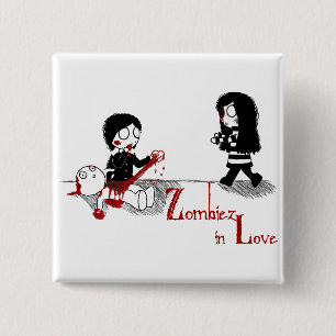 Badge Carré 5 Cm Zombiez dans l'amour