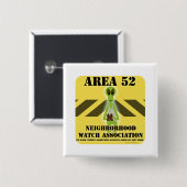 Badge Carré 5 Cm Zone 52 Voisin Alien (Devant & derrière)