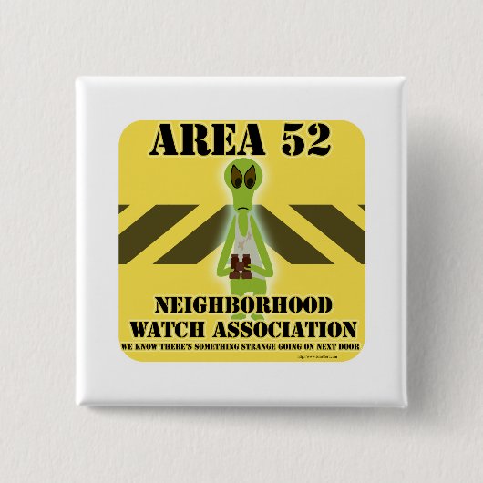 Badge Carré 5 Cm Zone 52 Voisin Alien (Devant)