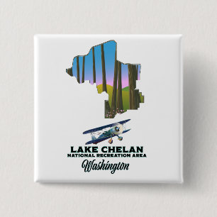 Badge Carré 5 Cm Zone nationale de loisirs du lac Chelan, Washingto
