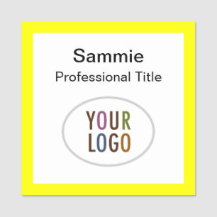 Badge Carré jaune Logo d'entreprise Magnétique ou 