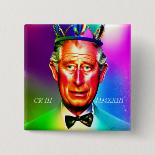 Badge Carré King Charles III 15 Cm