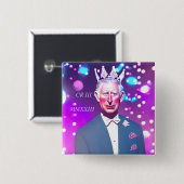 Badge Carré King Charles III 15 Cm (Devant & derrière)