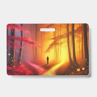 Badge Carrefour enchanté – Art de la forêt automnale vib