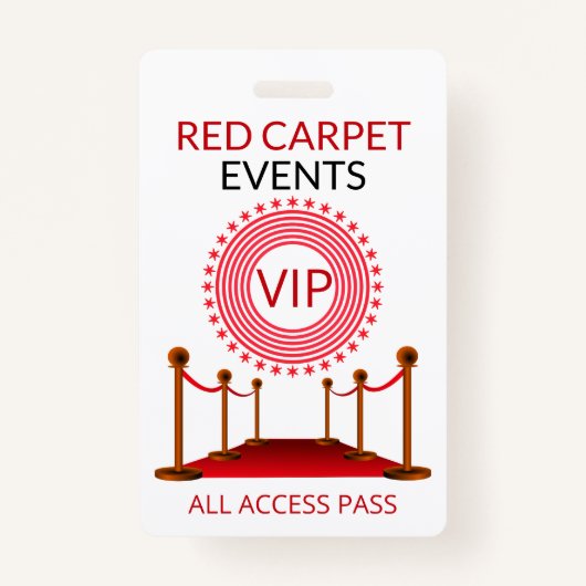 Badge Carrelage rouge VIP Pass (Devant)