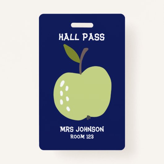 Badge Carte bleue personnalisée Apple Hall Pass (Devant)