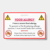 Badge Carte Chef d'alerte d'allergie aux arachides espag (Arrière)