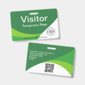 Badge Carte d'accès aux visiteurs de l'entreprise Code Q (Avant & arrière)