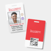 Badge Carte d'accès avec photo et code-barres pour emplo (Avant & arrière)