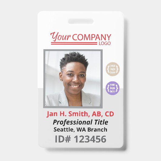 Badge Carte d'accès avec photo et code-barres pour emplo (Avant)