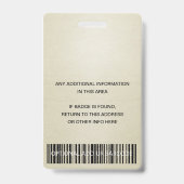 BADGE CARTE D'ACCÈS ÉLÉGANTE ARGENTÉE OR PÂLE POUR ÉVÉNE (Arrière)