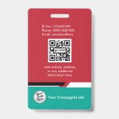 Badge Carte d'accès professionnelle sarcelle et rouge av (Arrière)