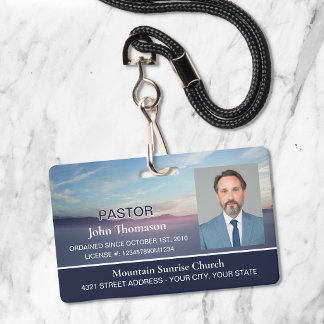 Badge Carte d'adhérent à l'église bleue au lever du sole