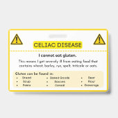 Badge Carte d'alerte pour l'allergie au gluten espagnol (Back)