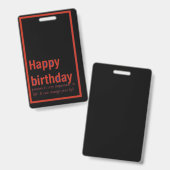 Badge carte d'anniversaire heureuse (Avant & arrière)