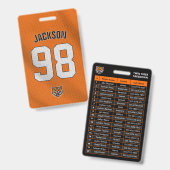 Badge Carte de coiffure personnalisée Orange Player Badg (Front & Back)