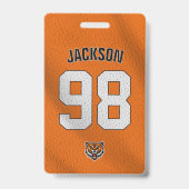 Badge Carte de coiffure personnalisée Orange Player Badg (Front)