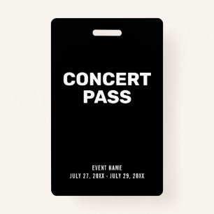 Badge Carte de concert Noir et blanc Insigne personnalis