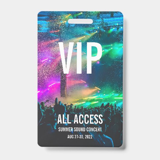Badge Carte de concert personnalisée VIP All Access Pass (Front)