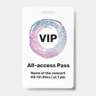 Badge carte de concert vip all access pass personnalisée