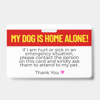 Badge Carte de contact d'urgence pour mon chien à la mai