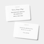 Badge Carte de déclaration personnalisée pour bébé (Avant & arrière)