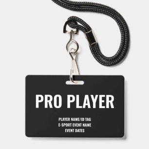 Badge Carte de joueur pro personnalisée Minimaliste E-Sp