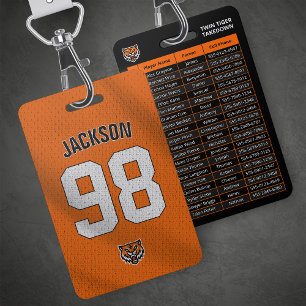 Badge Carte de l'équipe de joueur orange personnalisée B
