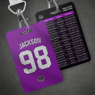 Badge Carte de l'équipe de joueur violet personnalisée B